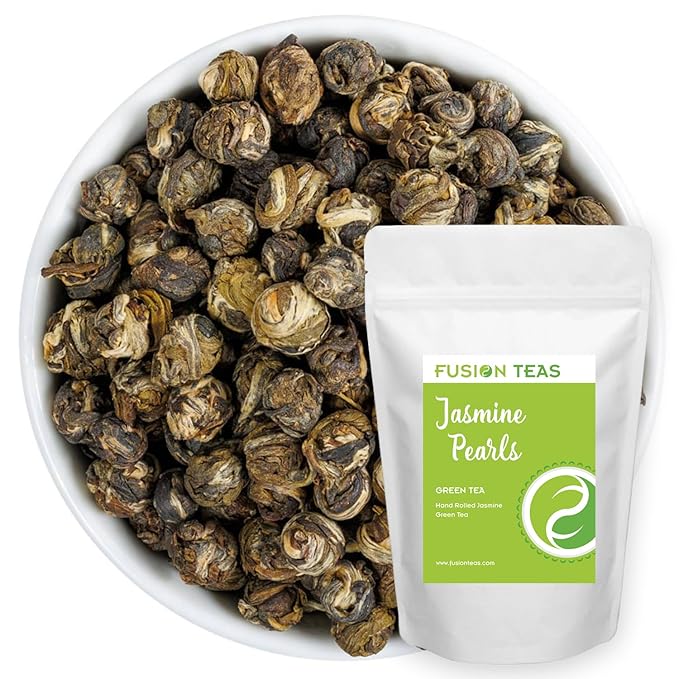 Jasmine Dragon Pearls Green Tea - Gourmet Floral Scented Chinese Loose Leaf Tea - 4 Oz. Pouch