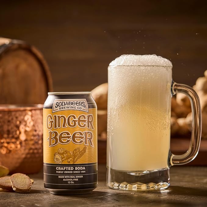 Ginger Beer | SodaBeers Brewing Co | Alcohol-Free Gluten-Free Crafted Sodas Made With Natural Flavors and Real Sugar Refreshing Fruit Beverages (12 Cans)
