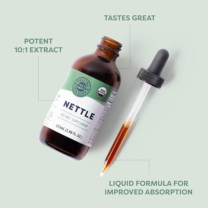 Vimergy Nettle – Superfood for Healthy Cellular Response* – Promotes Bone Health* – USDA Certified Organic Vegan Gluten-Free – 115 mL (57 Servings)