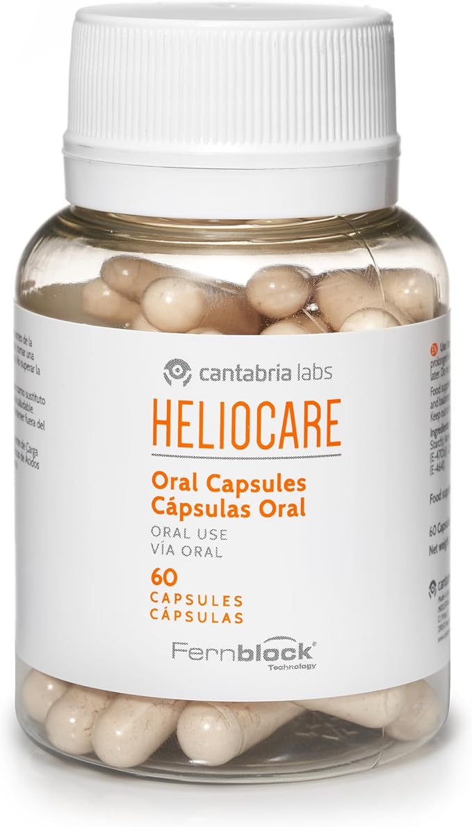 CANTABRIA LABS Heliocare Dietary Supplement: 240mg Polypodium Leucotomos Extract Pills - Antioxidant Rich Formula with Fernblock and PLE Technology - 60 Veggie Capsules