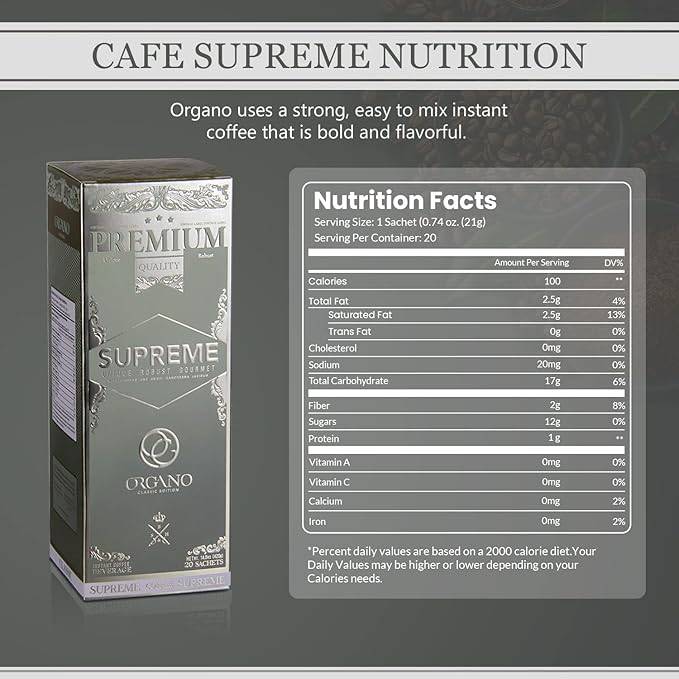 ORGANO Café Supreme 100% Ganoderma Lucidum with Ginseng (20 Sachets)