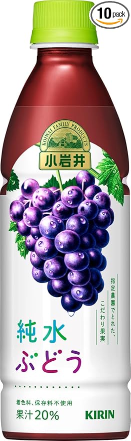 Kirin Koiwai Grape Juice Drinks 430ml (Pack of 10) - Preservatives Free Grape Juice Beverages from Japan - MADE IN JAPAN - Limited Stock