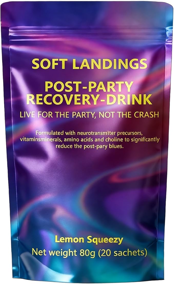 Soft Landings Post Party Recovery Drink Powder - Lemon Squeezy Flavor Vitamin &amp Mineral Supplement for Boost Energy - 80g (1pc)