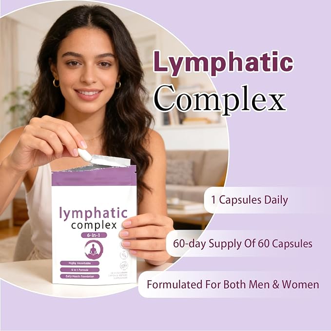 6-in-1 Lymphatic Complex | Lymphatic Support Supplement | DandelionBurdockBromelain Herbal Blend | VeganNon-GMO | Supports Healthy Lymphatic Function &amp Skin Radiance60 Capsules