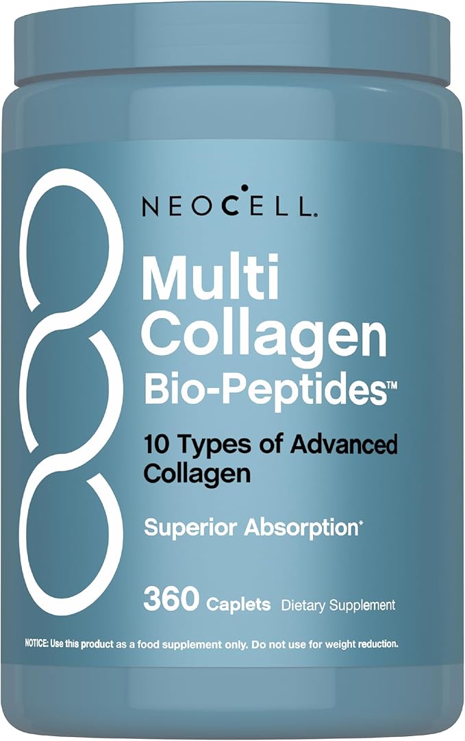 NeoCell Multi Collagen Peptides Pills | 360 Caplets | Superior Absorption | Types I II III IV VIII X XII XXII | for Women and Men