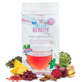 Té Deluxe Benefit Plus – Premium Herbal Tea Blend with Green &amp Red Tea Ginger Artichoke Hibiscus &amp Spices. Natural Flavor Stevia Sweetened - 60 Servings