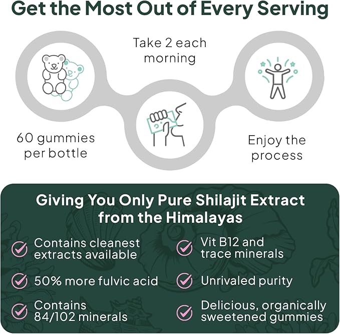 Organics Ocean Shilajit for Men and Women - Shilajit Supplement with Vitamin B12 Chromium and Selenium for Age-Defying Energy Hormone Support - Pumpkin Cocoa Flavor - 60 Gummies