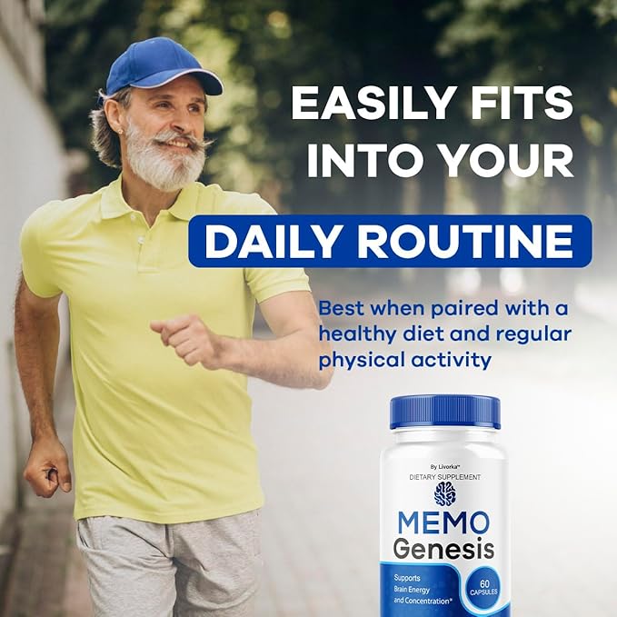 (2 Pack) Memo Genesis Capsules - Original MemoGenesis Brain Health Daily Support Pills Natural Advanced Formula Cognitive Health &amp Function to Help Maintain Clarity Focus 120 Capsules for 2 Month