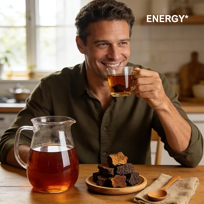 Chaga Mushroom Tea Chunks - 8 Ounce 100% Wild Harvested with Black Top Crust Premium &amp Clean Chaga Tea Chunks - Antioxidants Focus Healthy Drinks