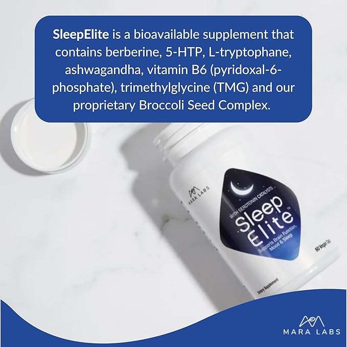 Mara Labs SleepElite | Supports Brain Function Mood and Sleep | with Serotonin Catalysts | 30 Servings