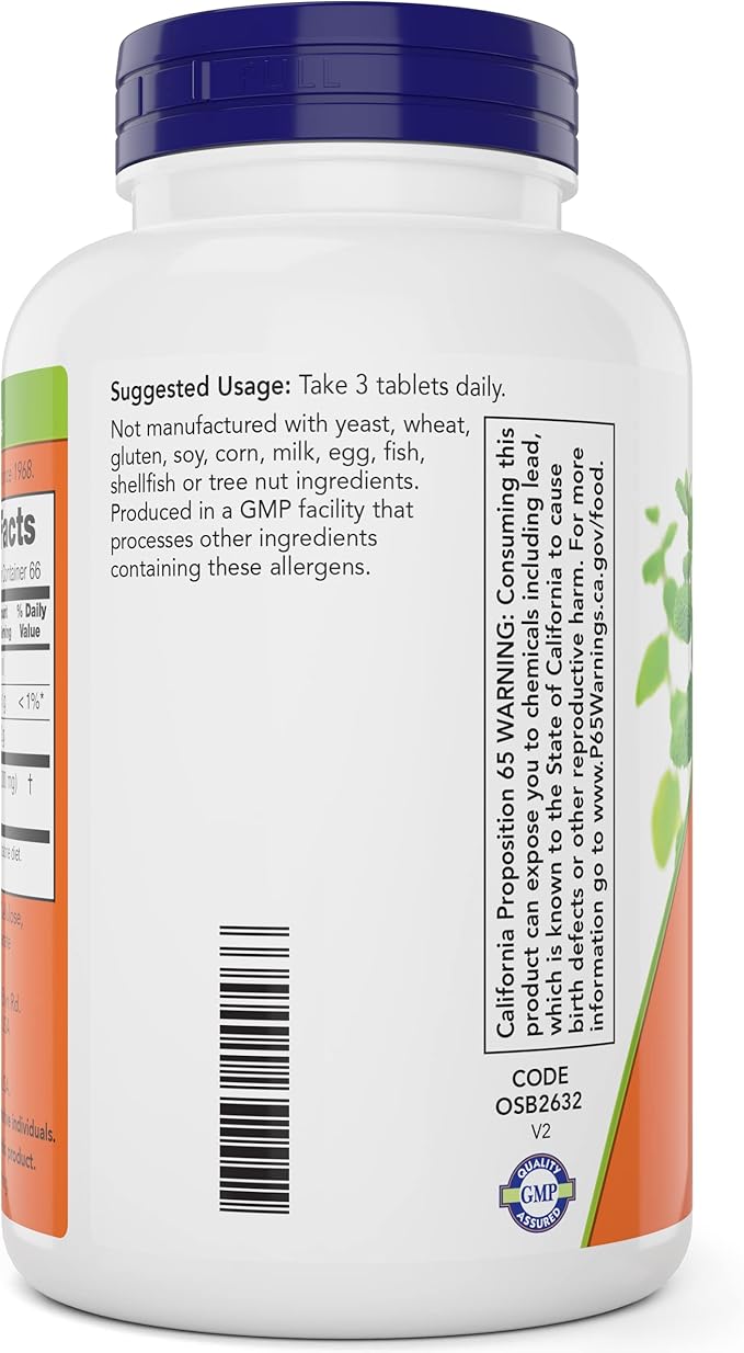 Now Chlorella Tablets1000mg 200 Tabs - Premium Non-GMO Microalgae - Green Superfood Supplement
