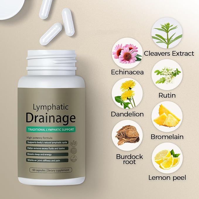 Lymphatic Drainage Capsules Cellulite Reduction Support with New Maximum Potency Formula Dandelion and Cleavers Extract -1PCS