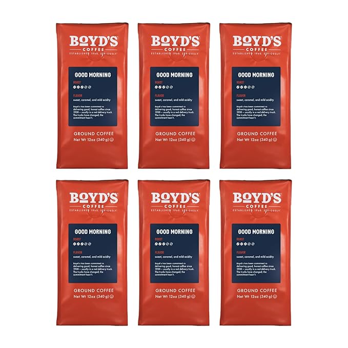 Boyds Coffee Good Morning Ground 12 Ounce (Pack of 6)