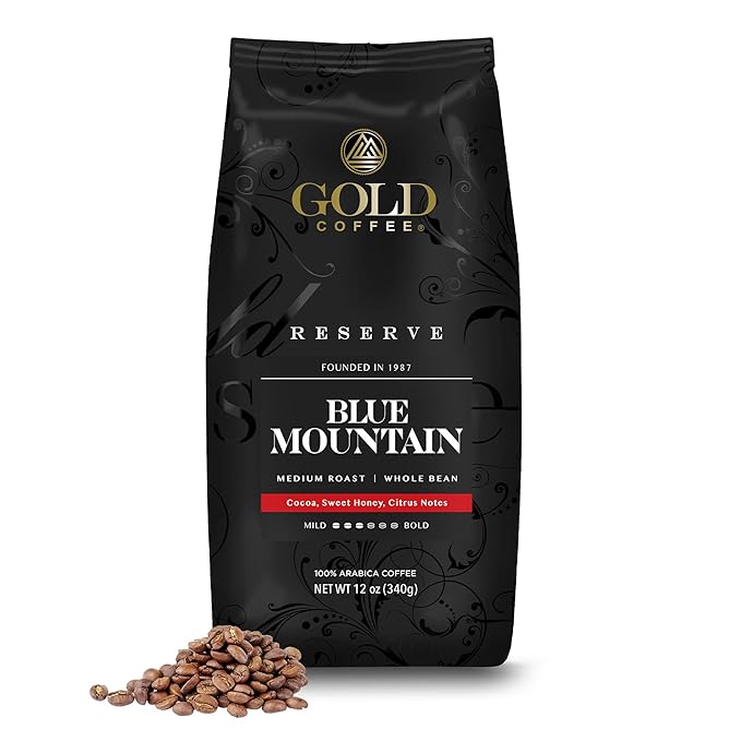 Gold Coffee Bundle | Kanaloa &amp Blue Mountain Medium Roast Whole Bean |100% Arabica Coffee 12 oz. (Pack of 2)