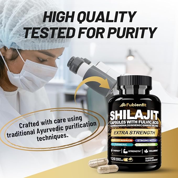 Shilajit Capsules - Premium Shilajit for Men - with Ashwagandha Ginseng and More Fulvic Acid for Men/Women - 120 Capsules