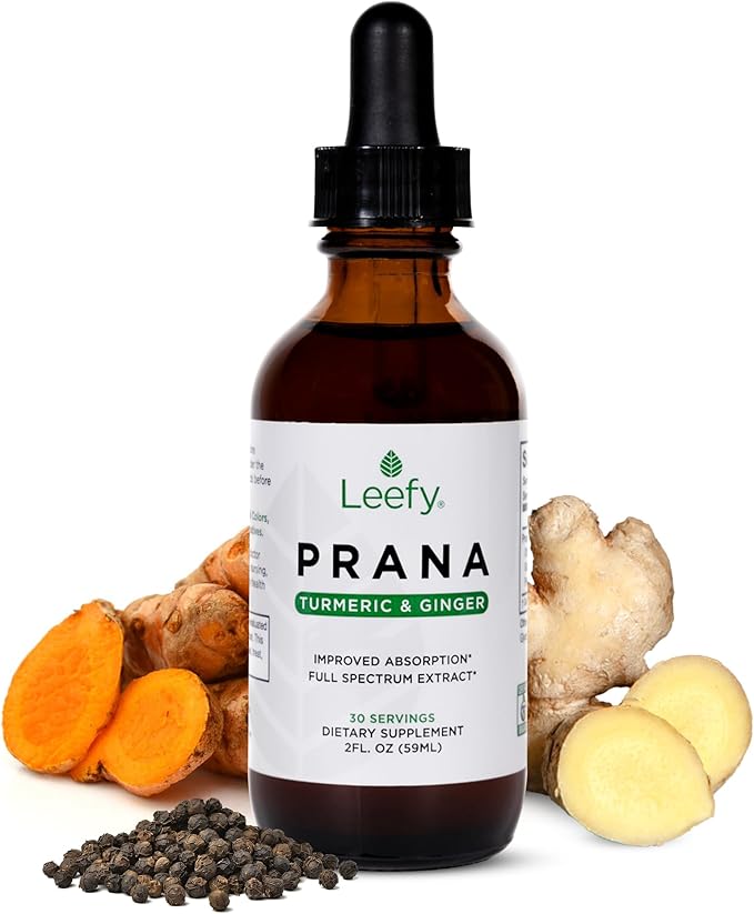 Leefy Organics PRANA - The Original Organic Liquid Turmeric Curcumin and Ginger Extract with Black Pepper