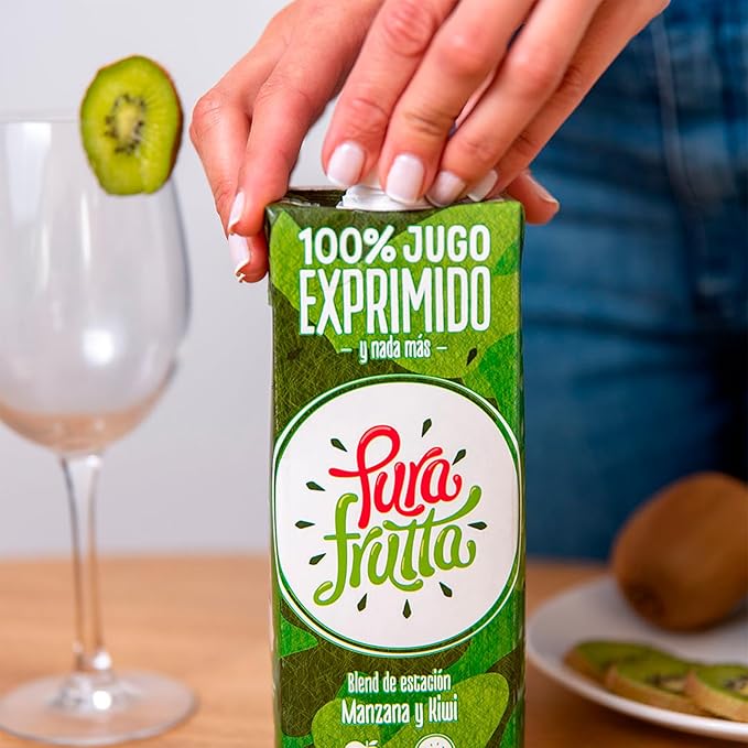 Pura Frutta - Apple Juice with Kiwi - 33.8 fl oz (1L) 8 Pack Box - 100% Natural &amp Cold-Pressed Not From Concentrate (NFC) No Sugar Added - Patagonia Apple - Seasonal Blend with 70% Apple &amp