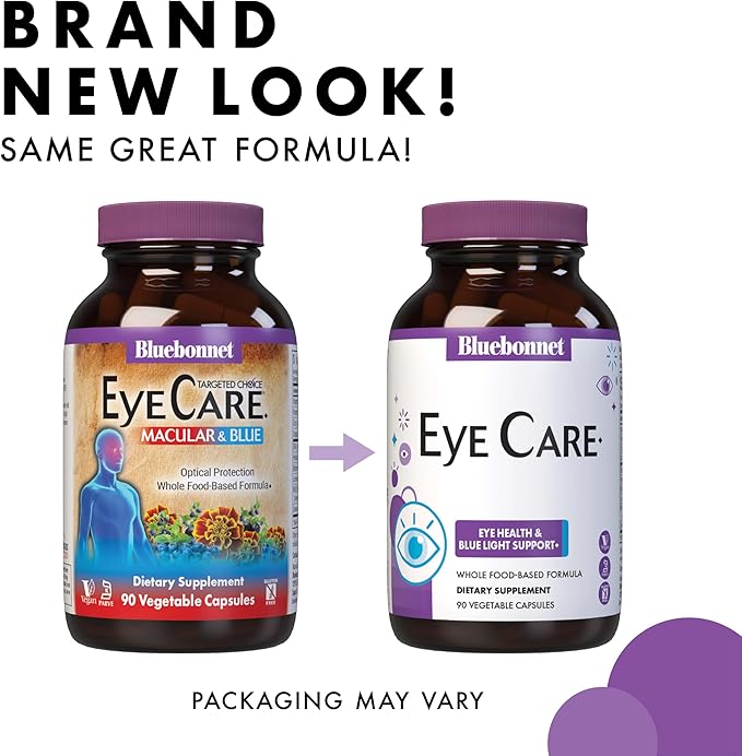 Bluebonnet Nutrition Targeted Choice Eye Care Supports Eye Health and Macular Protection Gluten &amp Dairy Free Kosher-Certified Vegan 45 Servings Light Grey Macular &amp Blue 90 Count