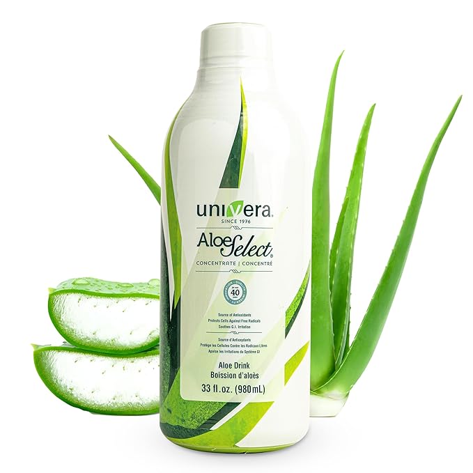 Univera Aloe Vera Juice Preminum Organic Aloe Vera 10% Polysaccharide Retention Digestive Enzymes for Gut Health Immune Support &amp Gut Health Aloe Flavor - 30 Days Supply (33 fl oz)