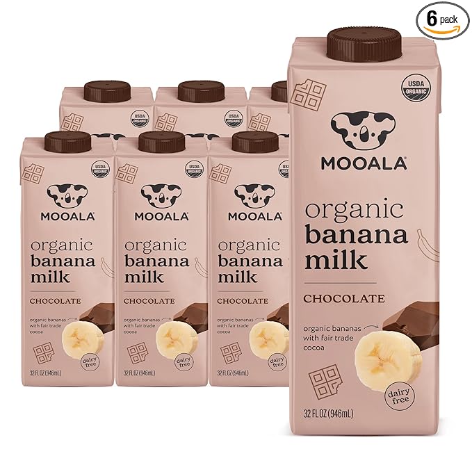 Mooala – Organic Chocolate Bananamilk 32 fl oz (Pack of 6) – Shelf-Stable Non-Dairy Nut-Free Gluten-Free Plant-Based Beverage