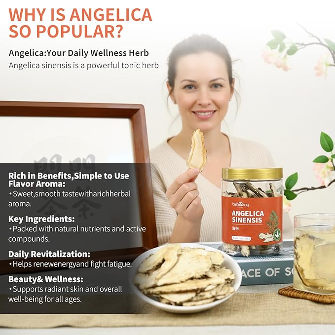Baihuatang Natural Angelica Root for Tea 5.29oz/150g Dang Gui Tea Chinese DriedAngelica Sinensis Dong Quai Natural Herbal Tea 当归 當歸