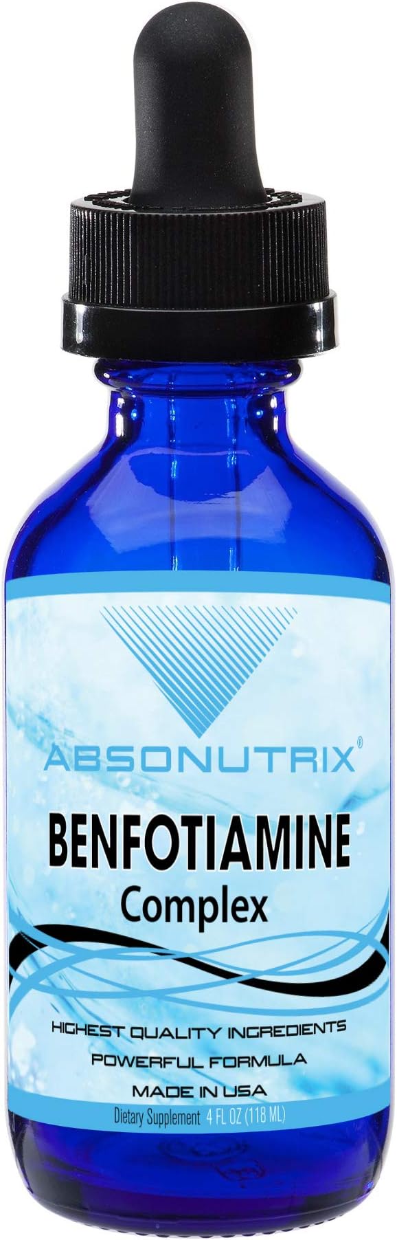 Absonutrix Benfotiamine Complex 300 mg 4 Fl Oz Bottle 200 Servings High Bioavailability Potent Ingredients Quick Absorption Cruelty-Free Non-GMO Third-Party Tested GMP-Certified Made in USA