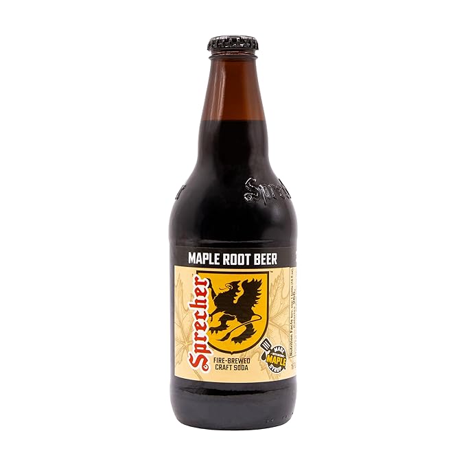 Sprecher Maple Root Beer Soda in 16 oz Glass Bottles (12 Pack) Fire-Brewed Gourmet Craft Soda Handcrafted with Real Maple Flavor and Real Honey