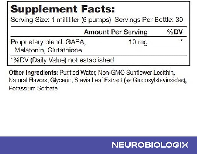 Neurobiologix Night Night Liposomal Sleep Spray Melatonin &amp GABA Oral Spray for Relaxation Bedtime Routine &amp Restful Nights Fast Absorbing Liposomal Delivery Non Habit Forming Vegan 1 Fl