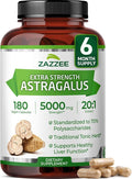 Zazzee Extra Strength Astragalus Root 20:1 Extract 70% Polysaccharides 180 Vegan Capsules 6 Month Supply Astragalus Membranaceus Immune System Support Non-GMO Herbal Supplement Made in the USA