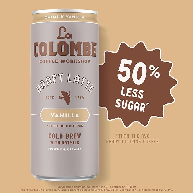 La Colombe Coffee Oatmilk Vanilla Latte 11 fl oz Cans Coffeehouse Quality Cold Brew Specialty Grade Coffee Beans Ready-to-Drink On-the-Go (Pack of 24)