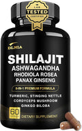8-in-1 Shilajit for Men &amp Women with Ashwaganda Himalayan Organic Supplement with Rhodiola Rosea Ginseng Turmeric Mushroom for Immune Support Energy Calm Focus Clarity Sleep Cortisol