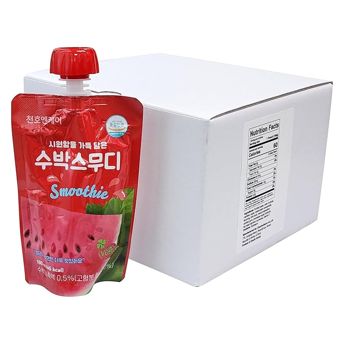 ChunhoNcare Korean Watermelon Smoothie HACCP Certified Resealable Pouch (100ml x 10 Pouches)