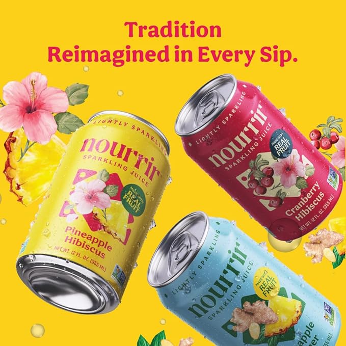 Nourrir Sparkling Juice Tropical Harmony Variety Pack 12oz Cans Pack of 12