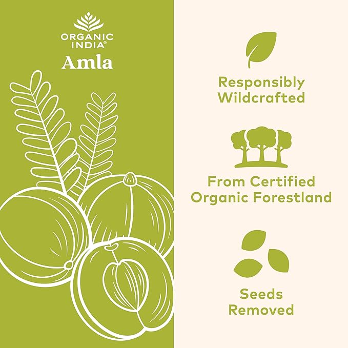 ORGANIC INDIA Amalaki Herbal Vitamin Supplement - Immune Support Vitamin C Vegan Gluten-Free Kosher Ayurvedic Antioxidant USDA Certified Organic Non-GMO - 90 Capsules