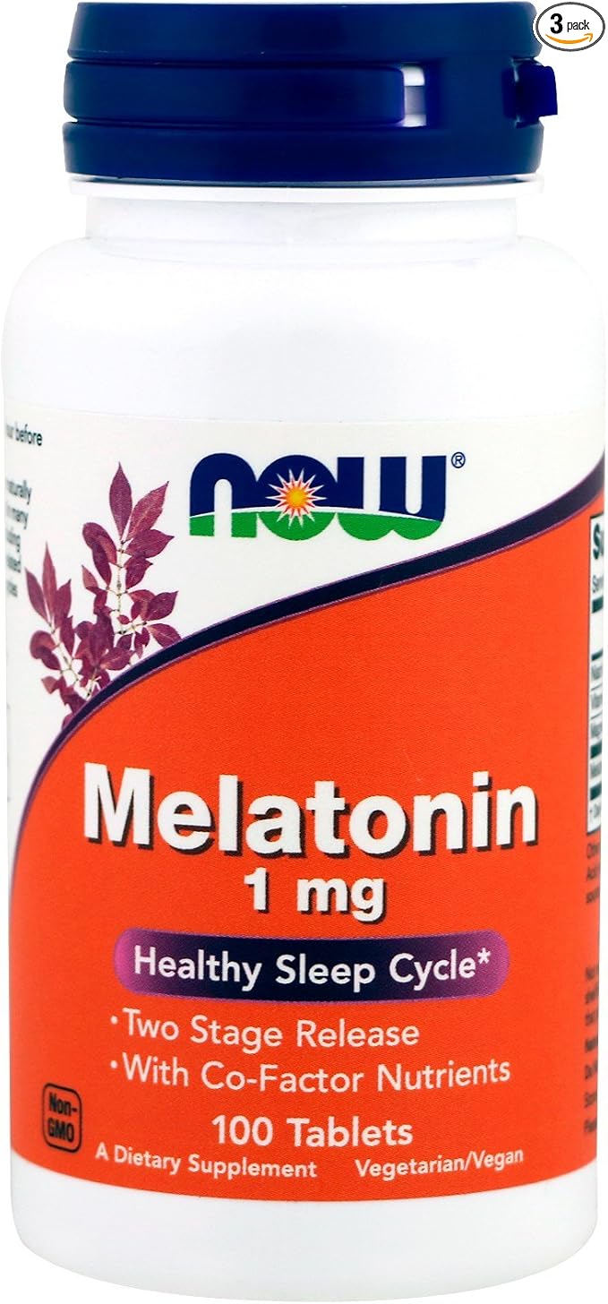 NOW Foods MELATONIN 1 mg Tr Complex 100 Tabs (Pack of 3)