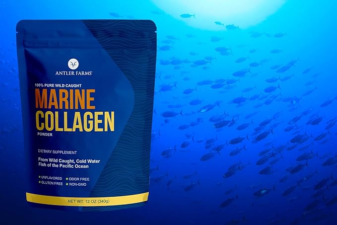 Antler Farms - 100% Pure Clean Marine Collagen Powder from Wild Caught Pacific Snapper 12 oz – Soluble in Hot or Cold Liquids Highly Bioavailable Rapid Absorption No Taste or Smell