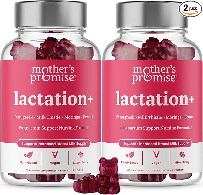 Mother's Promise Lactation Supplement Gummies for Breast Milk Production Increase | Postnatal Lactation Support for Breastfeeding Nursing &amp Lactating with Fenugreek Moringa &amp Milk Thistle |
