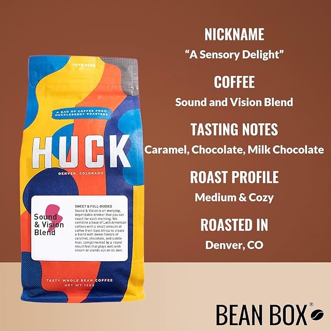 Bean Box Coffee Sampler - Roasted by Huck 4-Pack Freshly Ground Coffee Gourmet Coffee