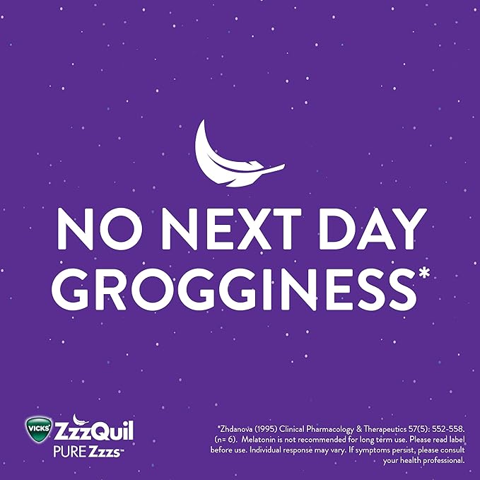 ZzzQuil Pure Zzzs Melatonin Sleep Aid Gummies with Lavender Valerian Root and Chamomile Natural Wildberry Vanilla Flavor Non-Habit Forming Drug-Free 24 Gummies (Pack of 4)