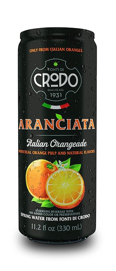 Fonti Di Crodo Aranciata Italian Sparkling Orangeade 11.2 Oz. Cans (Pack of 24)