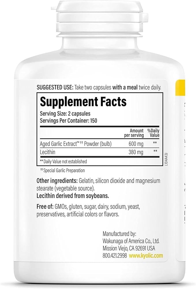 Kyolic Aged Garlic Extract Formula 104 Cholesterol Health* 300 Capsules