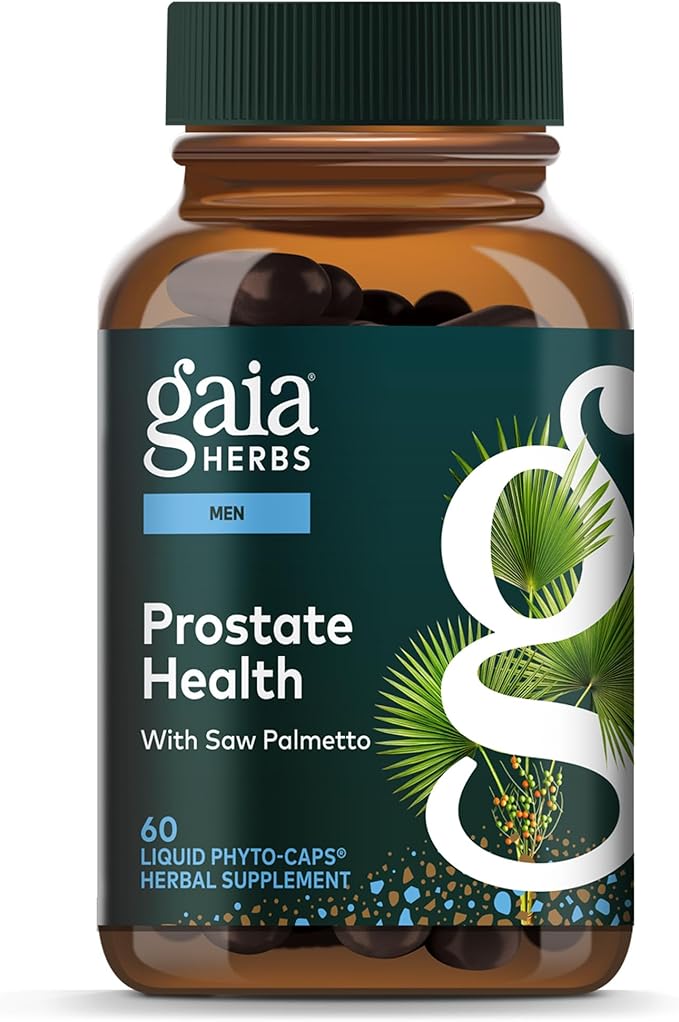 Gaia Herbs Prostate Health - Supports Prostate Health and Function for Men - with Saw Palmetto Green Tea Nettle Root and White Sage* - 60 Vegan Liquid Phyto-Caps (30 Servings)