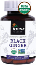 INCAS USDA Organic Thai Black Ginger for Men 120 Vegan Capsules 500mg Non GMO Verified | First &amp Only Organic Certified Kaempferia Parviflora Thai Ginseng