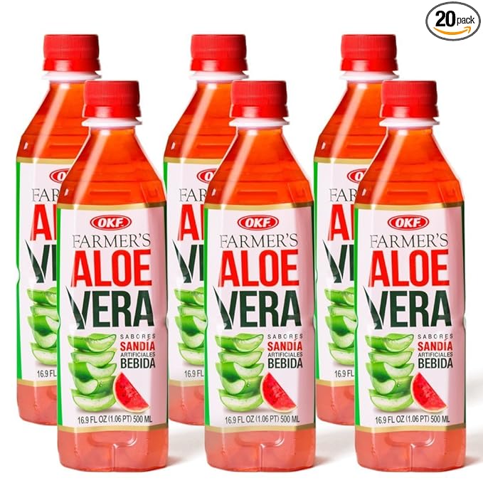 OKF Farmers Aloe Vera Watermelon Drink 16.9 Ounce (20 Pack)