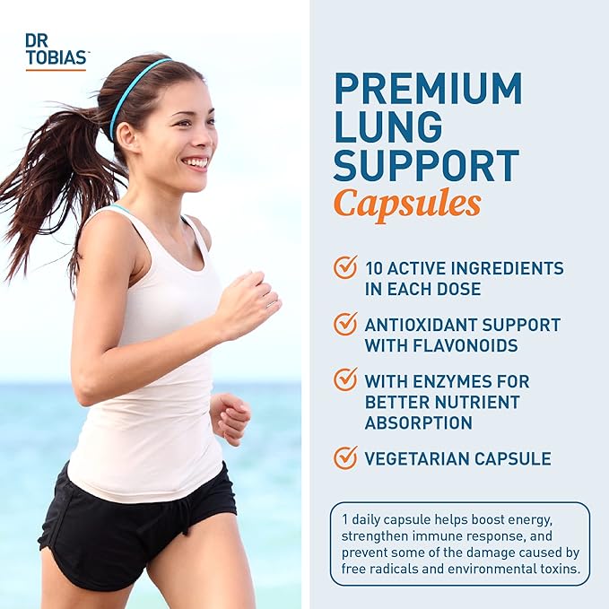 Dr. Tobias Lung Health - Lung Support Supplement with Vitamin C Butterbur Quercetin &amp Bromelain | Lung Cleanse &amp Detox Formula for Bronchial &amp Respiratory System Non-GMO (120 Capsules 1
