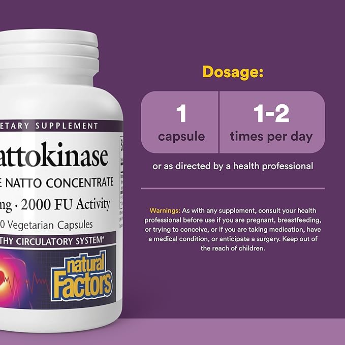 Natural Factors - Nattokinase 100mg Supports Circulatory Health 60 Vegetarian Capsules