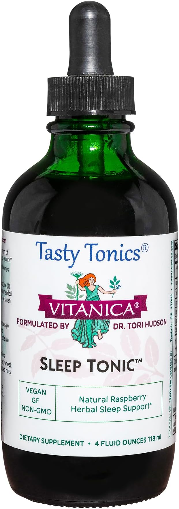 Vitanica Sleep Tonic Natural Liquid Sleep Aid Supplement Dr. Formulated Relaxation and Calm Support for Adults Stress Relief Valerian Root Lemon Balm Passion Flower Vegan 4 Ounce