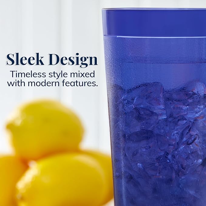 US Acrylic Cafe Plastic Reusable Tumblers (Set of 16) 20-ounce Water Cups Coastal Colors | Restaurant Style Drinking Glasses Value Set Stackable BPA-free Made in the USA | Top-rack Dishwasher Safe