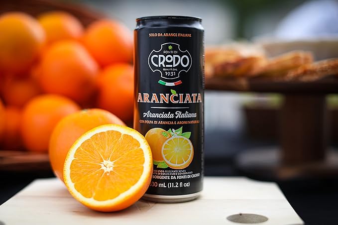 Fonti Di Crodo Aranciata Italian Sparkling Orangeade 11.2 Oz. Cans (Pack of 24)