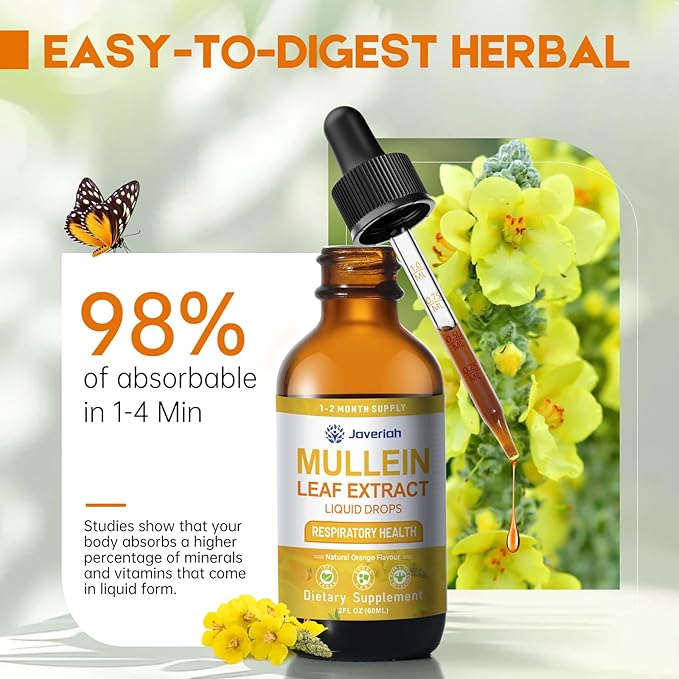 Mullein Drops for lungs Cleanse - Cordyceps marshmallow root &amp Licorice Root Extract Respiratory Herbal Supplement with Mullein Leaf extract for Immune Support &amp Bronchial Cleanse 4 Fl Oz 2
